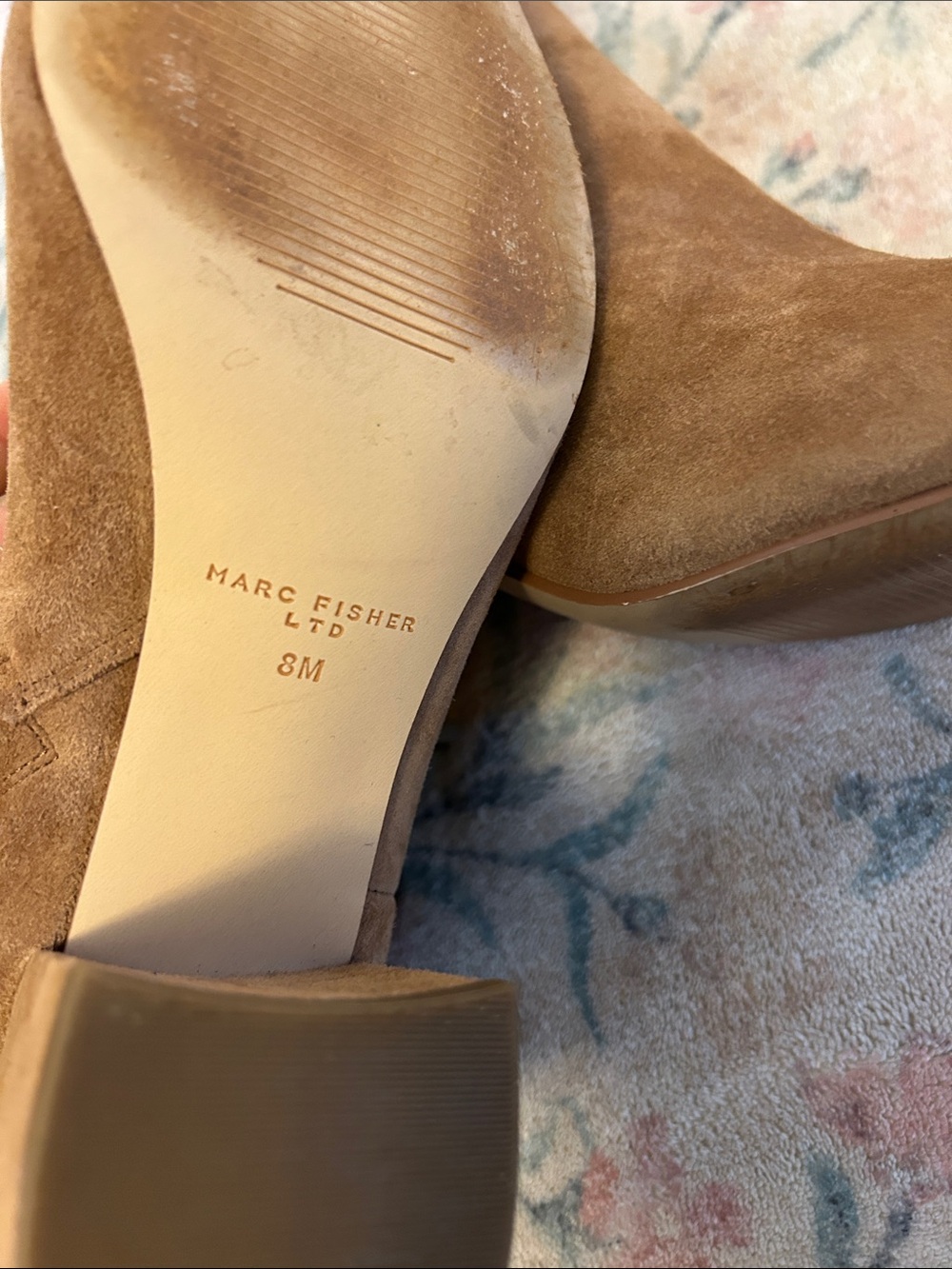 💕Marc Fisher Women's Suede Ankle Booties in Camel with Side Zip💕 - Picture 8 of 9